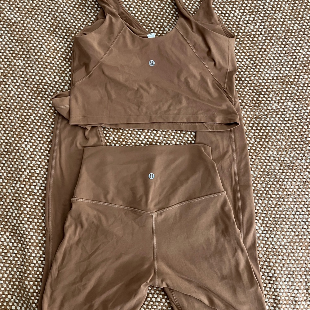 Brown Lululemon Align Athletic Tank and Leggings Set